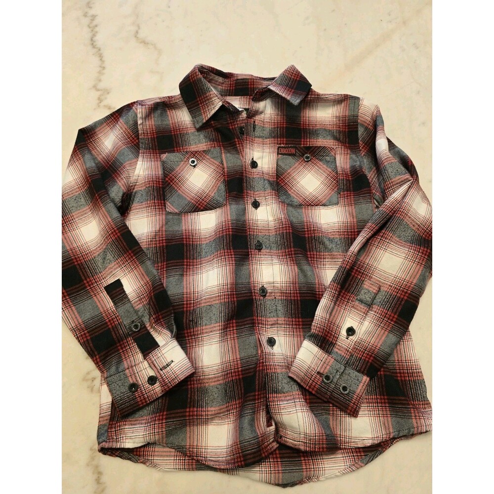 Dixxon Flannel Company Youth Medium Red Black Plaid Ling Sleeve Casual Shirt